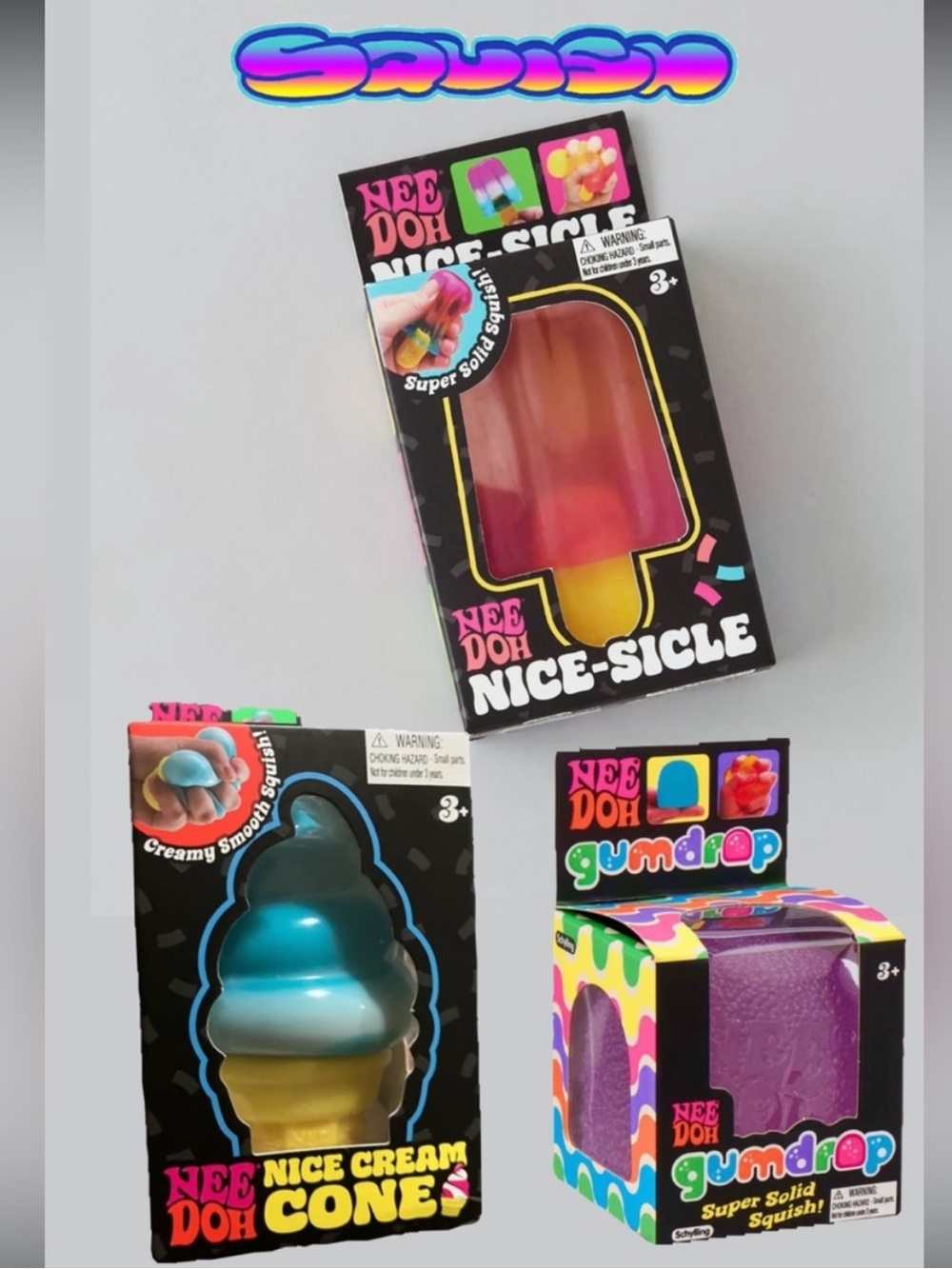 Nice Cream Cone -Nice sicle- Gumdrop- 3 rare Needoh bundle 🧡🩵💜